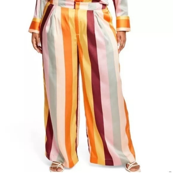 Fe Noel X Target Vertical Stripe Wide Leg High Rise Pants NEW With Tags - Picture 3 of 7